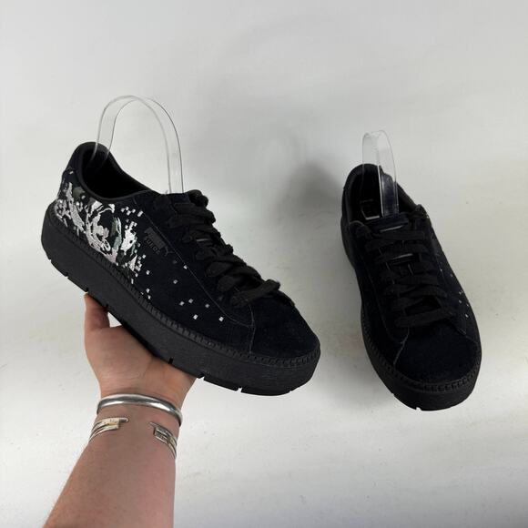 Puma Platform Trace Digitemb Athletic Sneakers Women's 11 Black Suede Lace Up - Picture 1 of 10